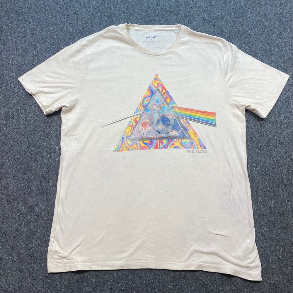 Old Navy Pink Floyd Shirt XL Mens Beige Retro Psychedelic Prism Graphic Rock Tee